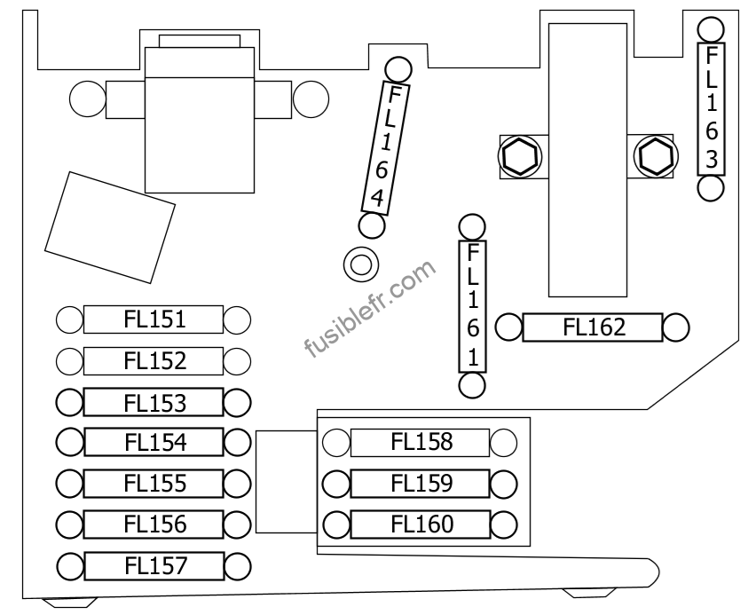 Mercedes-Benz W204. Boîte de pré-fusible avant. Schéma de la boîte à fusibles (09/2009-).