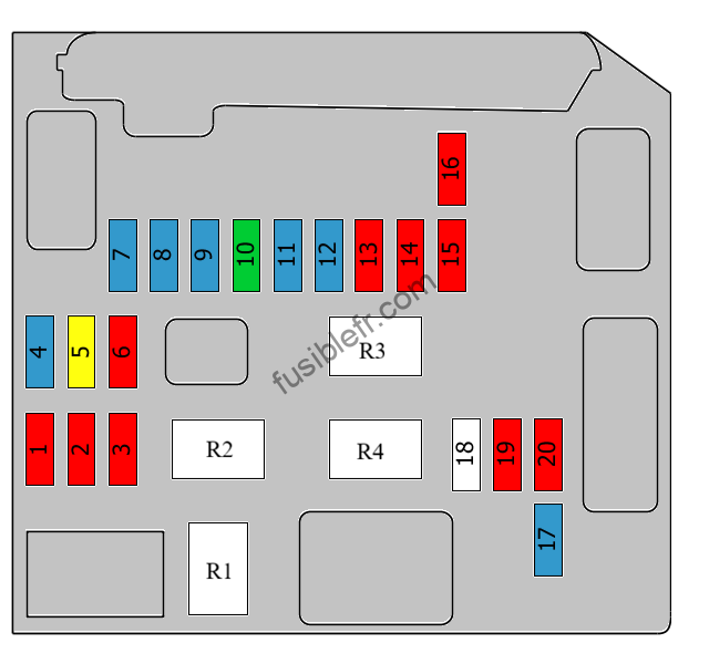Nissan Qashqai (+2) (J10). Boîte à fusibles et relais №1 dans le compartiment moteur. Schéma de la boîte à fusibles et relais.
